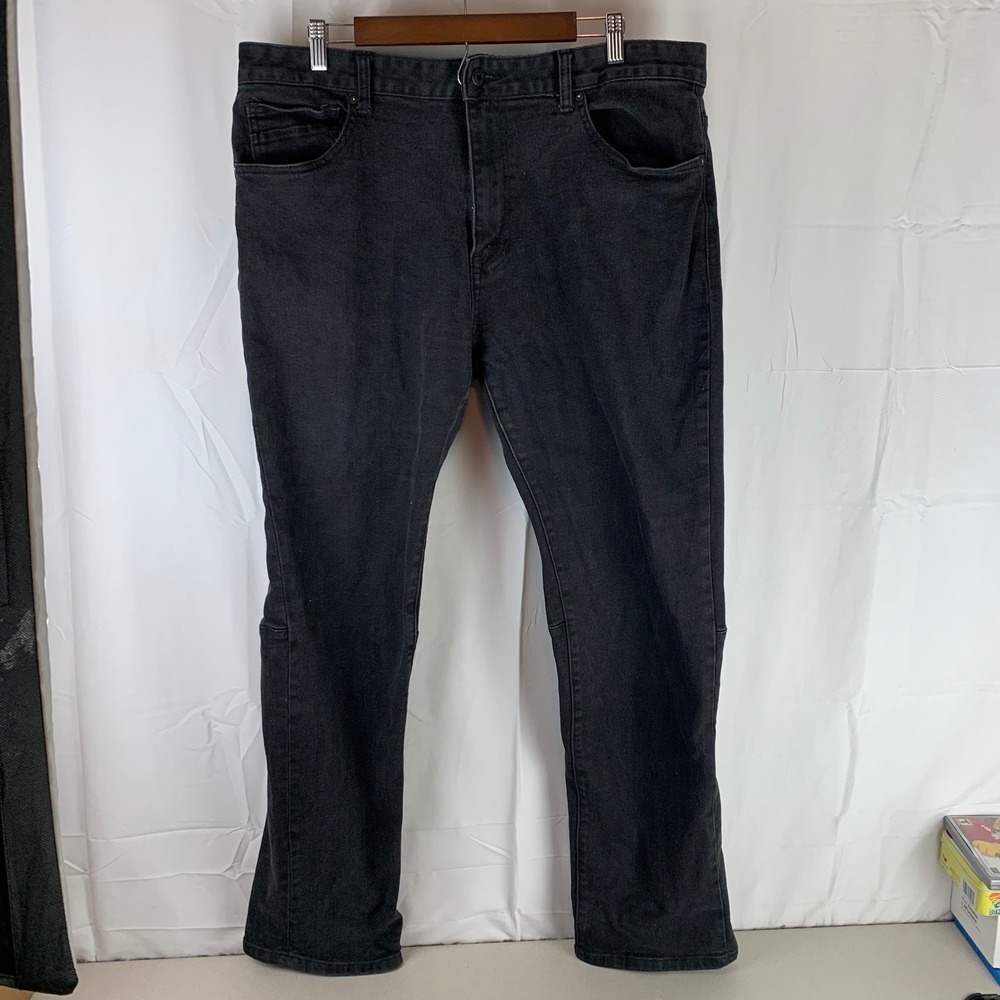 Smoke Rise Jeans Men 40x34 Black Straight Leg Stretch Knee Seams